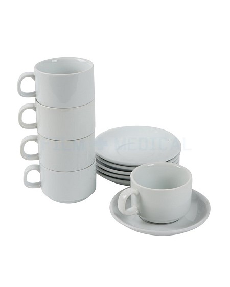 White Cups and Saucers Set 